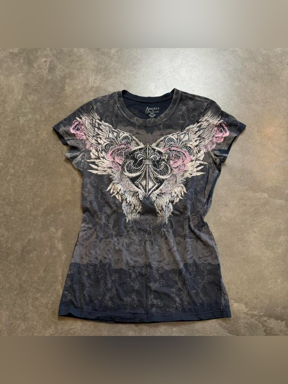 Women’s Y2K Bedazzled Shirt Affliction Style Sz Large